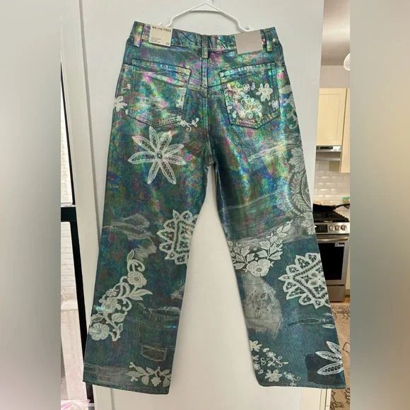 Free People We The Free Tinsley Printed High-Rise Illusions Jeans NWOT SIZE 29 - Picture 6 of 6